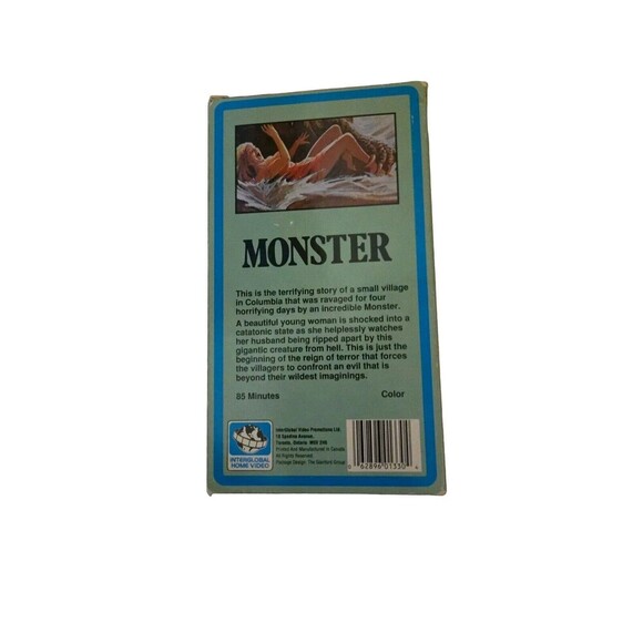 Monster VHS Horror Movie RARE Fully Enclosed Case Sci Fi Interglobal - Picture 2 of 5
